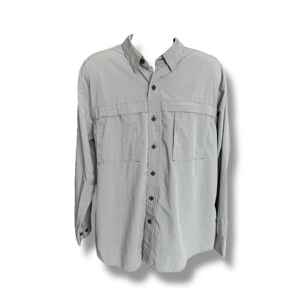 Ridgecut Toughwear Long Sleeve Fishing Shirt Taupe White Check Seersucker XXL